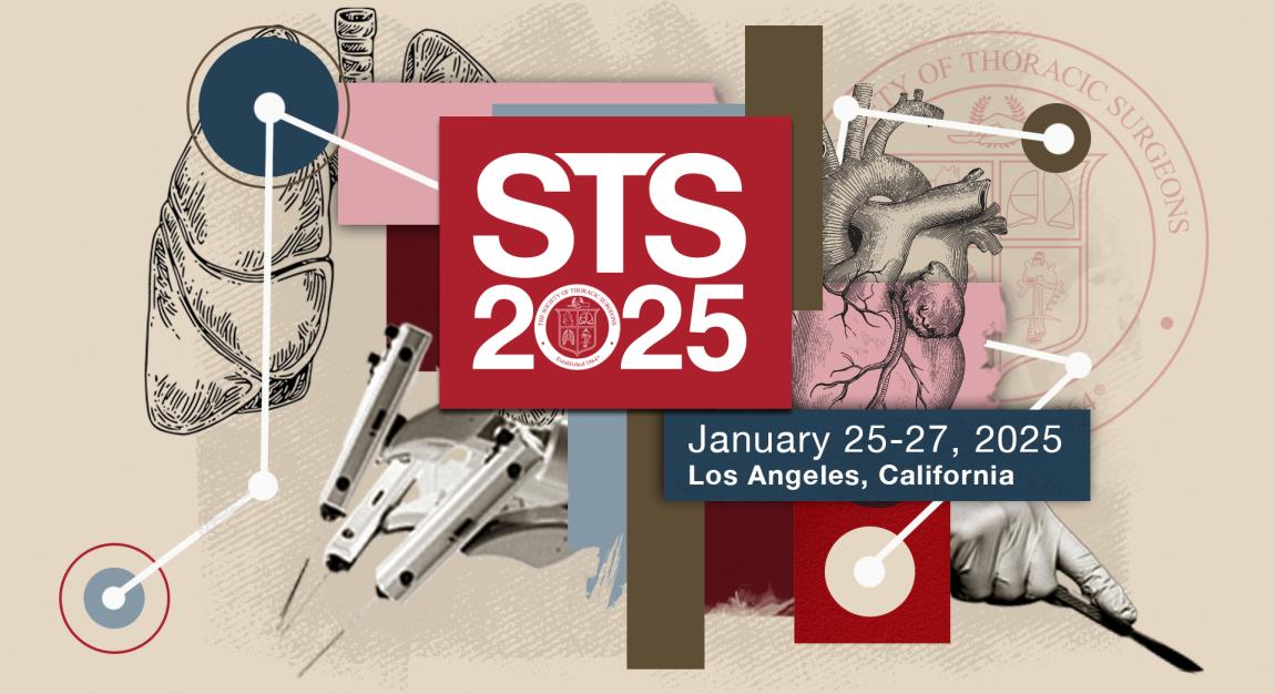 STS 2025 - drawings of lungs, heart, scalpel with hand, surgical robot