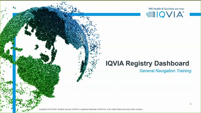 IQVIA registry training webinar - screenshot