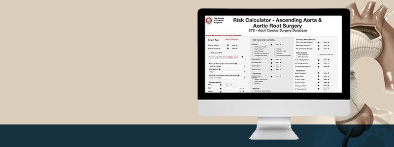 Image of large monitor displaying online risk calculator tool