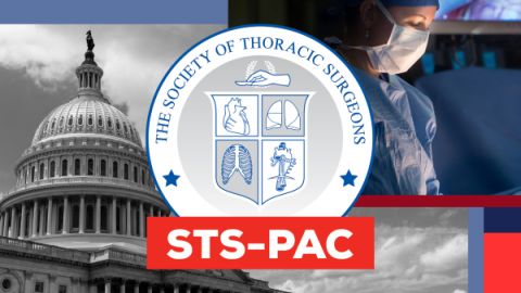 STS-PAC logo over images of US Capitol and surgeon