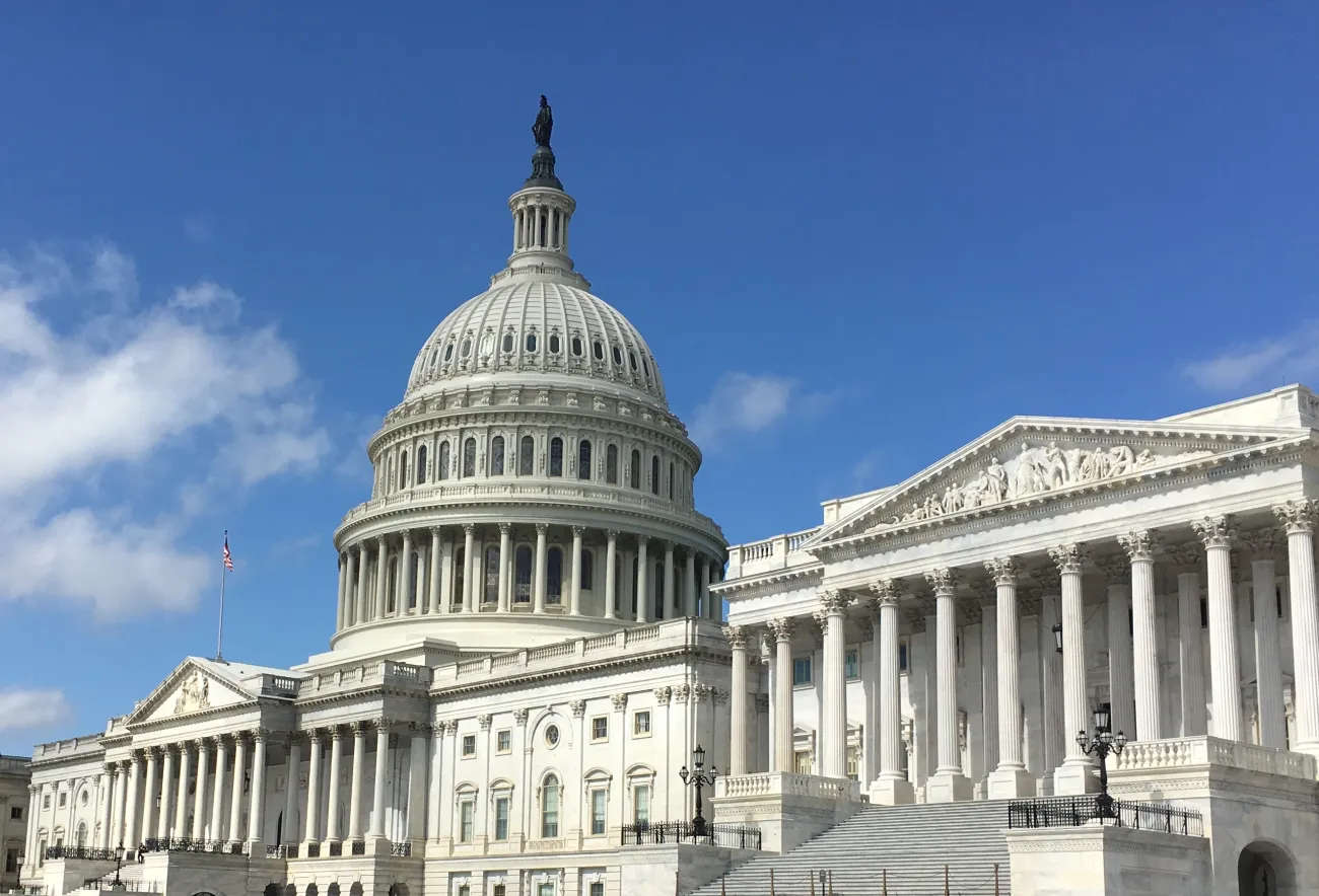 US Capitol building with blue skies